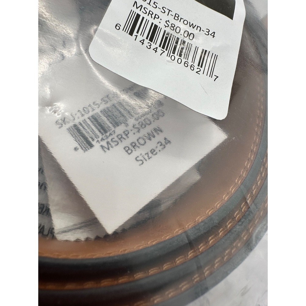 BuckleCraft Brown Genuine Leather Belt Stainless Steel Buckle Men's Size 34‎ NWT - Picture 6 of 6